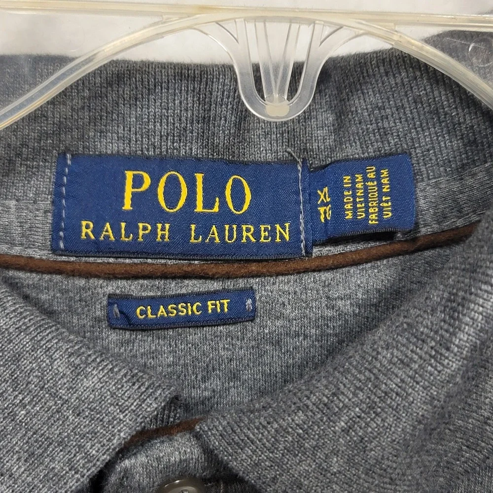 Polo Ralph Lauren Gray Classic Polo Shirt Long Sleeve Polo Horse Logo